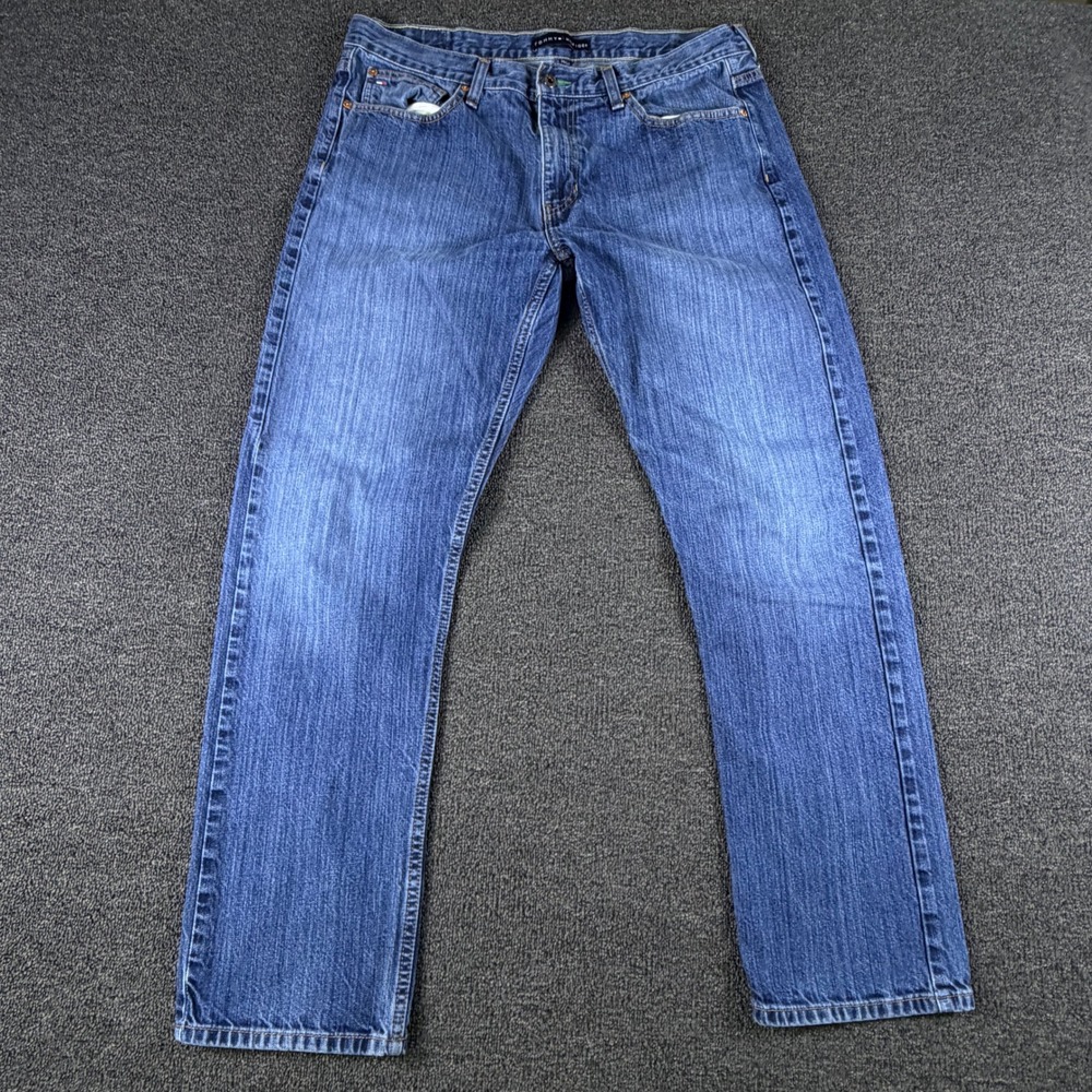 Tommy Hilfiger Jeans Mens 36x32 (Fits 36x30) Straight Leg Blue Medium Wash EUC